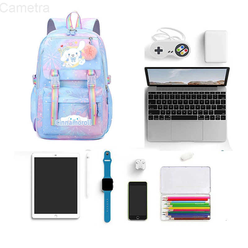 Sanrio Cinnamoroll Teen Girls Backpack Teen Travel SchoolBag Large Capacity Lightweight Kuromi Print Daypack for School or Daily Use H251216