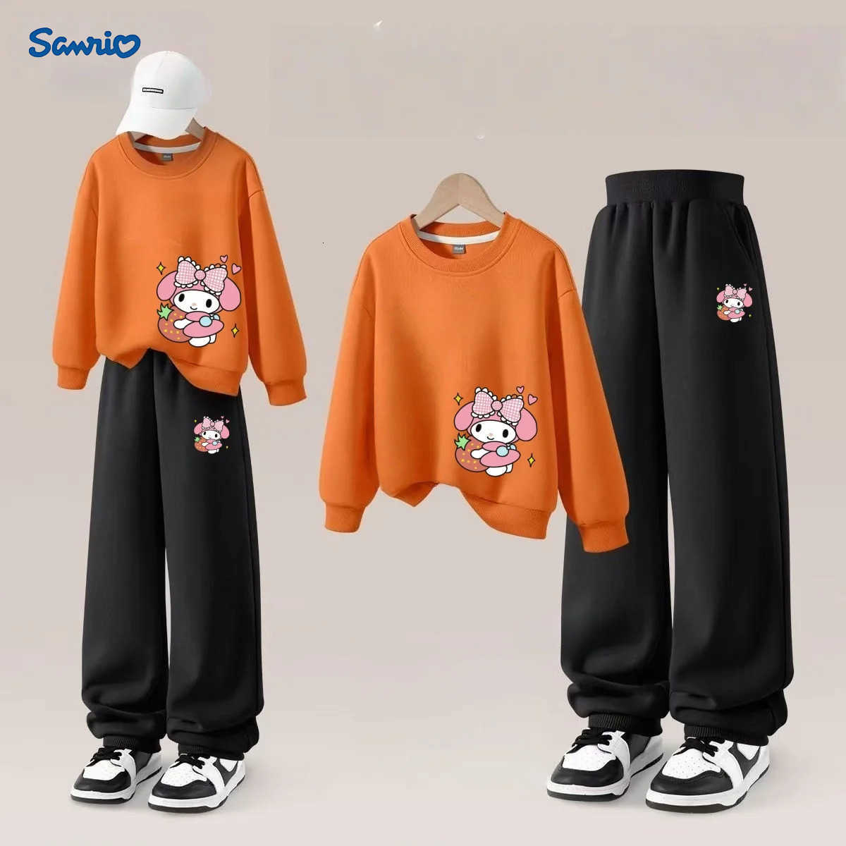 Sanrio Autumn Baby Girl Clothes Set Cartoon Printed Pullover Sweatshirts Top And Pants Bottom 2 Pieces Suit Kid Children Boy Tracksuits H251216