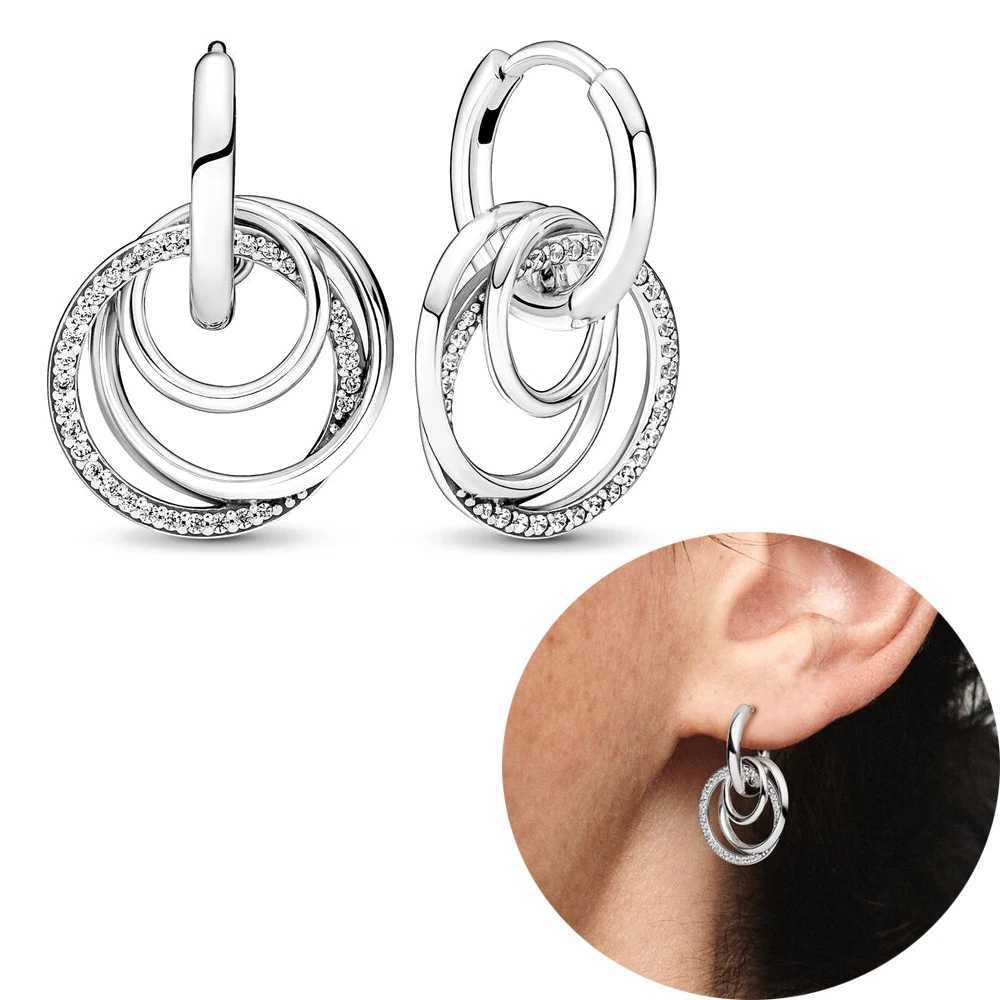 Hot Sell New 925 Silver Hoop Infinite Love Earrings White Stone Rose Gold Heart Pendant DIY Jewelry For Women G251216