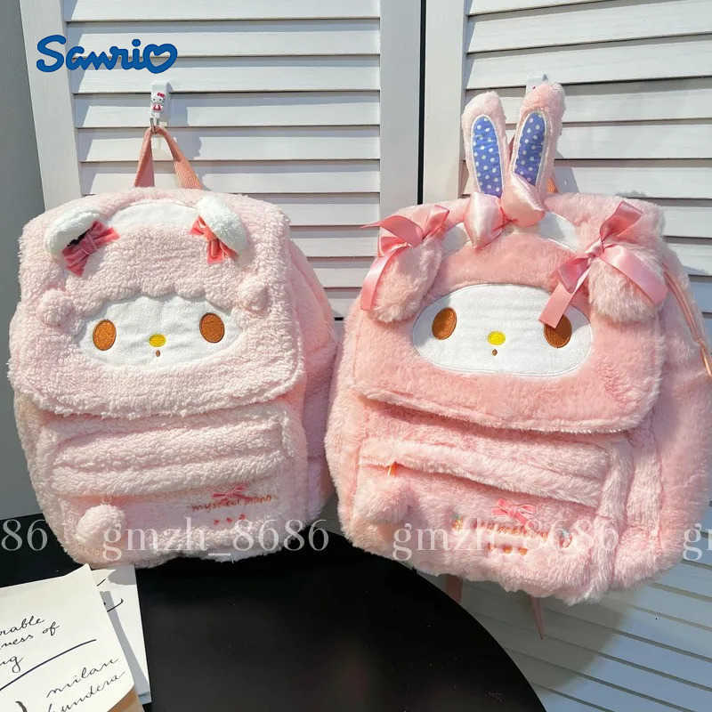 Sanrio Cartoon Backpack For Girl Women My Melody Sweet Piano Lovely Schoolbag Japanese Style Casual Large Capacity Plush Bag H251216