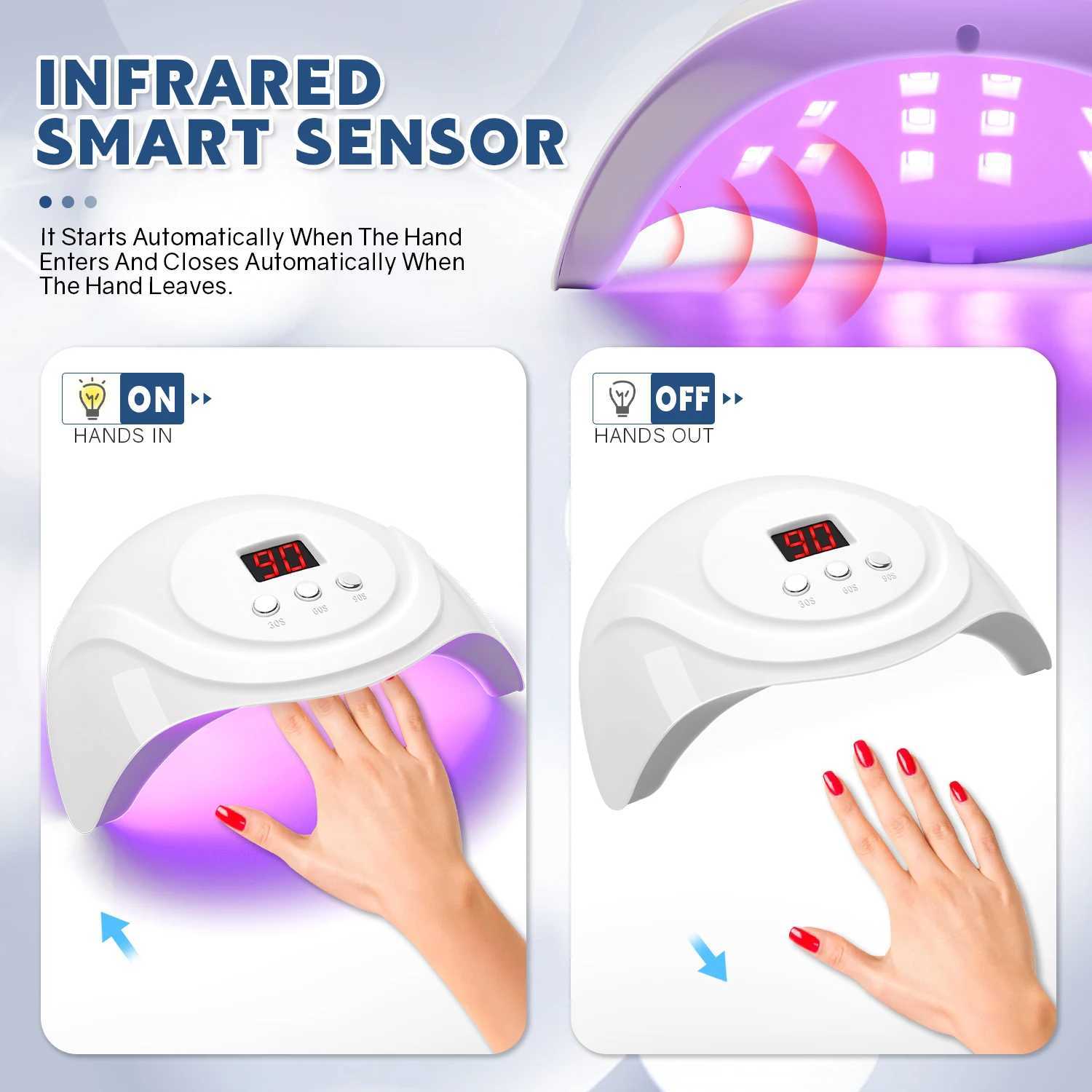 72W UV LED Nail Lamp 24 LEDs Professional Nail Dryer Gel Polish Light with 3 Timer Settings Automatic Sensor for Curing All GelT251216