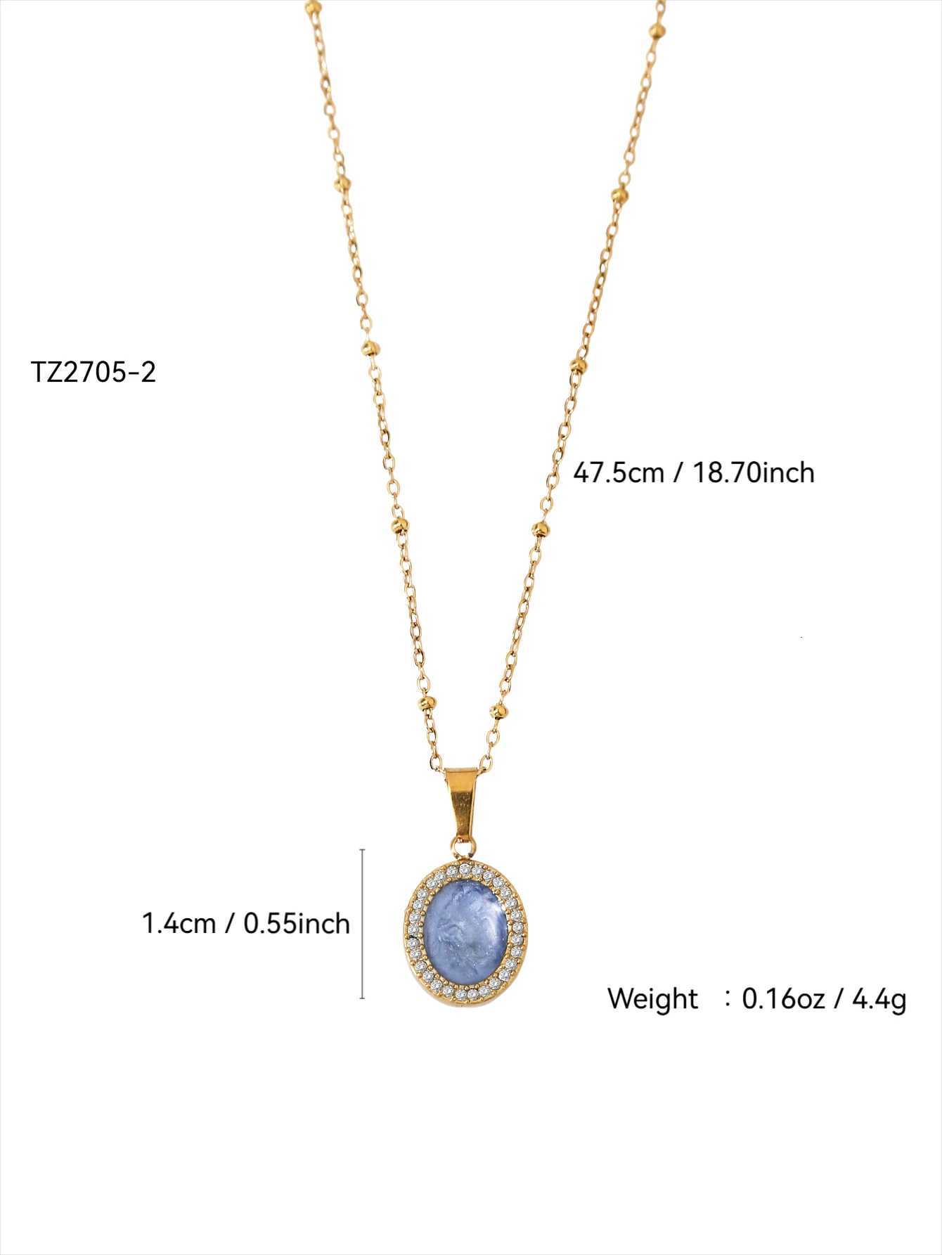 Elegant Luxury Vintage French-Style Refined Charm Stainless Steel Diamond-Studded Teardrop Round Pendant Necklace For Women M251216