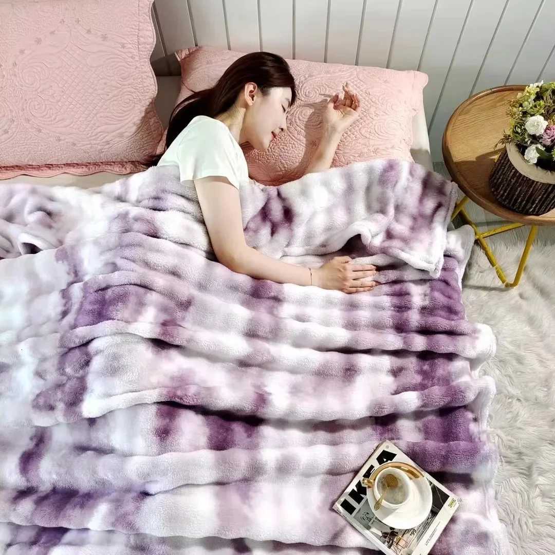 Luxury Thick Plush Faux Rabbit Fur Throw Blanket All Seasons Ultra-Plush Cozy Soft Decorative Blanket Use For Couch Bed Travel H251216 - view 6