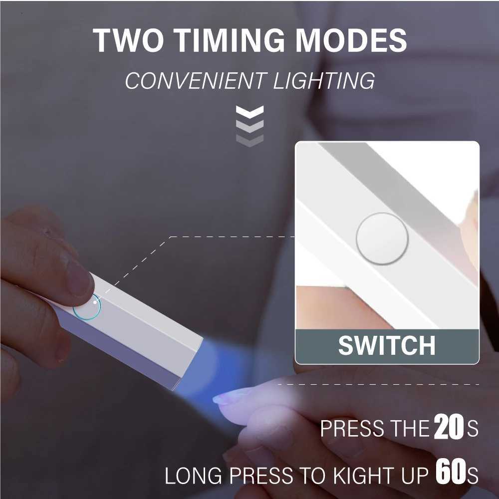 LULAA Handheld UV Light for Gel Nails Dryer LED UV Lamp Nail Polish Drying Lamp Portable Flashlight LED Lamp Mail ToolsT251216