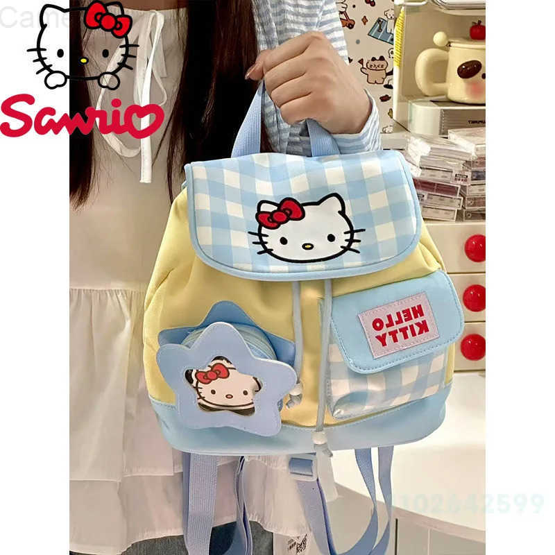 Sanrio Hello Kitty New Womens Backpack Fashion High Quality Girls Drawstring Backpack Small Fresh Leisure Girls Travel Backpack H251216