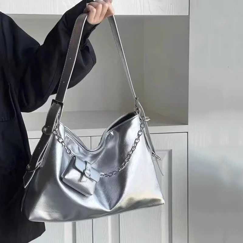 Silver Soft Hobos Shoulder Crossbody Bags for Women Trend Fashion PU Leather Designer Handbags Female Underarm Bag with Purse M251216