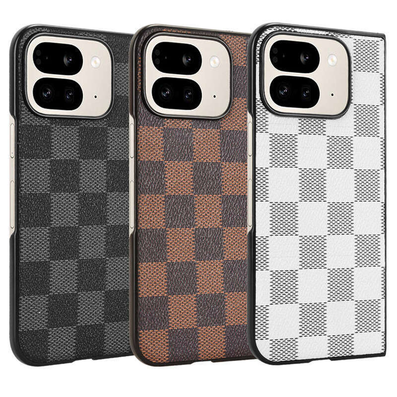 Compatible with Google Pixel 9 Pro Fold Folding Screen Phone Case Plaid Pattern Leather Protective Cover