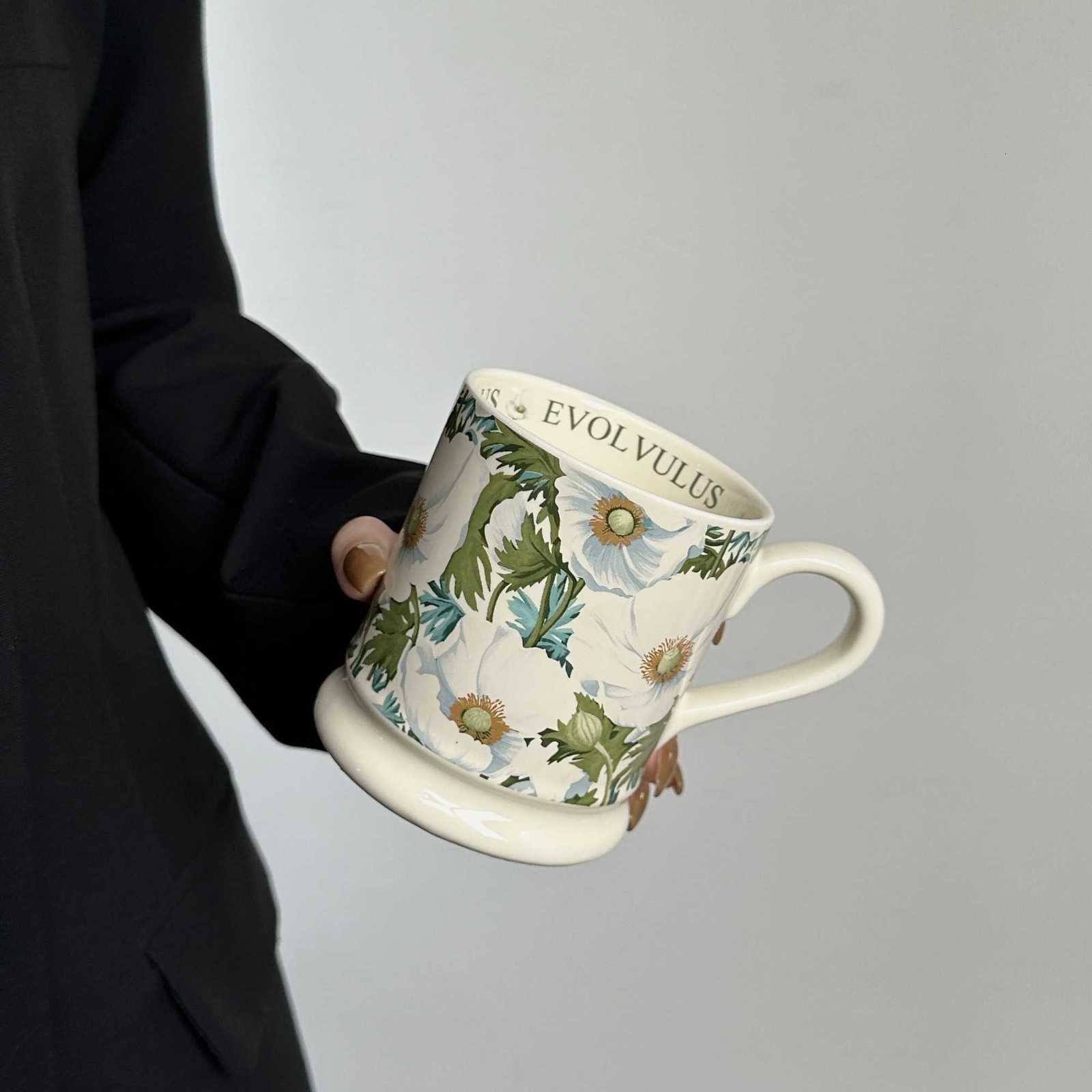 Retro g Girls design sense Household water cup Ceramic afternoon tea Delicate coffee Breakfast cup H251215