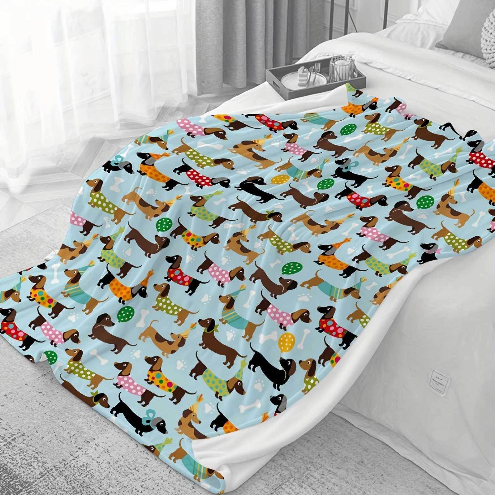 Dachshund Puppy Flannel Blanket - Rustic Bandanas Polka Dots Soft Warm All-Season Office Camping Home Dog Lovers Gift H251216 - view 3