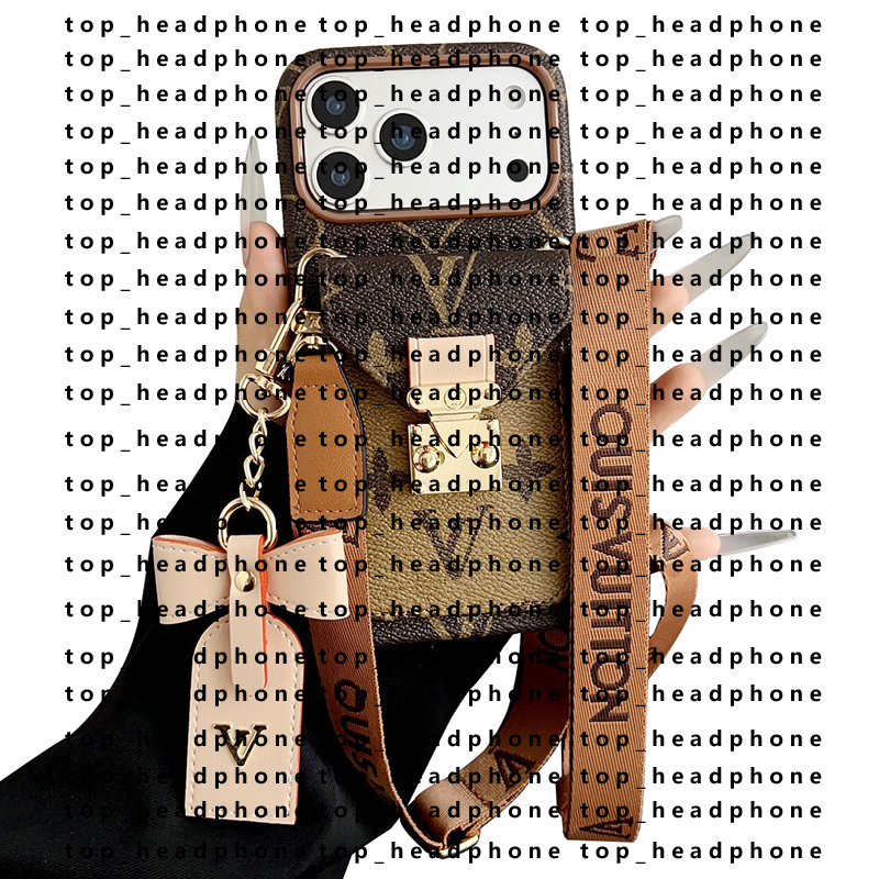 17Pro Max Luxury Phone Case handbag Cross Body bracelet Phones Cases for 16 15 14 ProMax Leather Cases Designer Chain Phones Cover Card Holder Coin Wallet For S25 Ultra