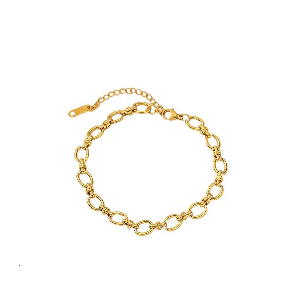 Golden Thick Chain Round Cuban Chain 18K Gold Plated Titanium Steel Womens Necklace Single Layer StainlESS Steel Set A M251216