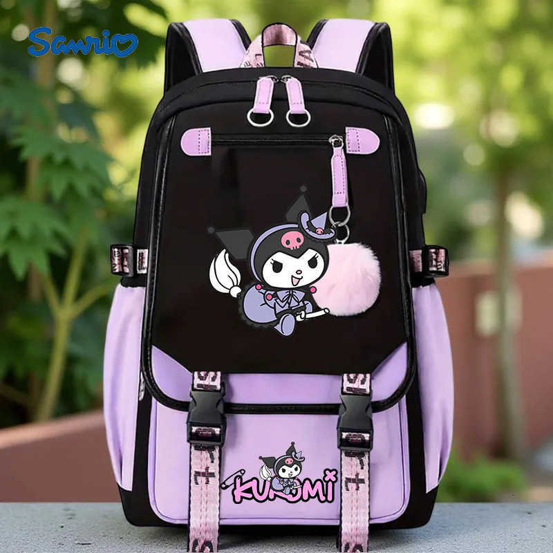 Sanrio Kuromi Print Backpack Student Daypack For Girl Lightweight And Comfortable Large Capacity Knapsack Versatile Travel Backpack H251216