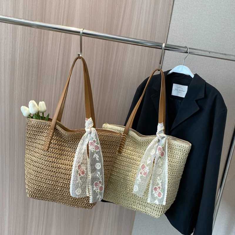 Square Bucket Straw Beach Bag Handmade Woven Shoulder Bag Raffia Rattan Shopping Travel Totes Bohemian Summer Casual Handbag M251216