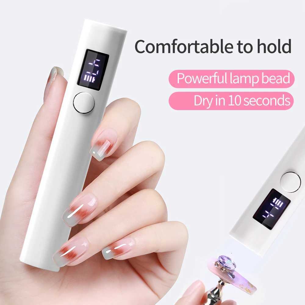 Mini Nail Dryer Lamp With Battery UV LED Nail Light For Curing All Nail Gel USB Rechargeable Nail Art Tool Home Travel UseT251216