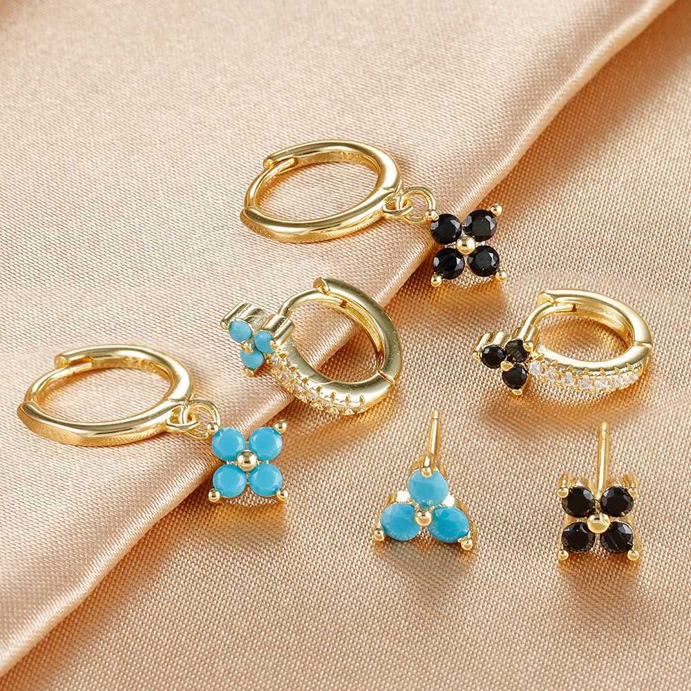 3PCS Fashion Stainless Steel Flower Small Hoop Earrings Set for Women 18K Gold Plated Huggie Cartilage Piercing Jewelry aretes G251216