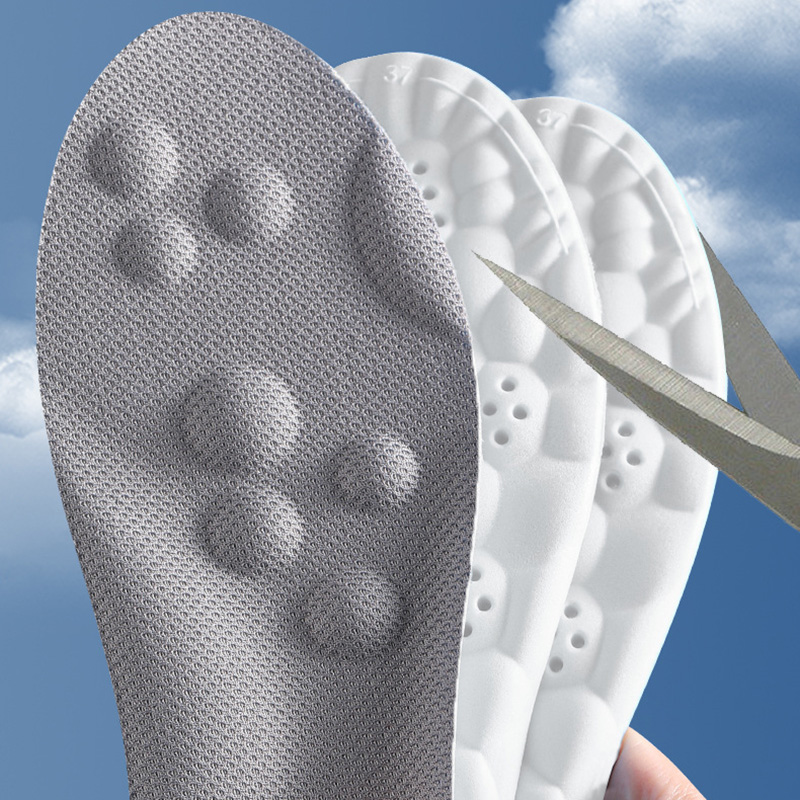 4D Running Massage Insole Super Soft Sports Shoes Cloud Insoles for Feet Shock Absorption Shoe Sole Arch Support Massage Inserts