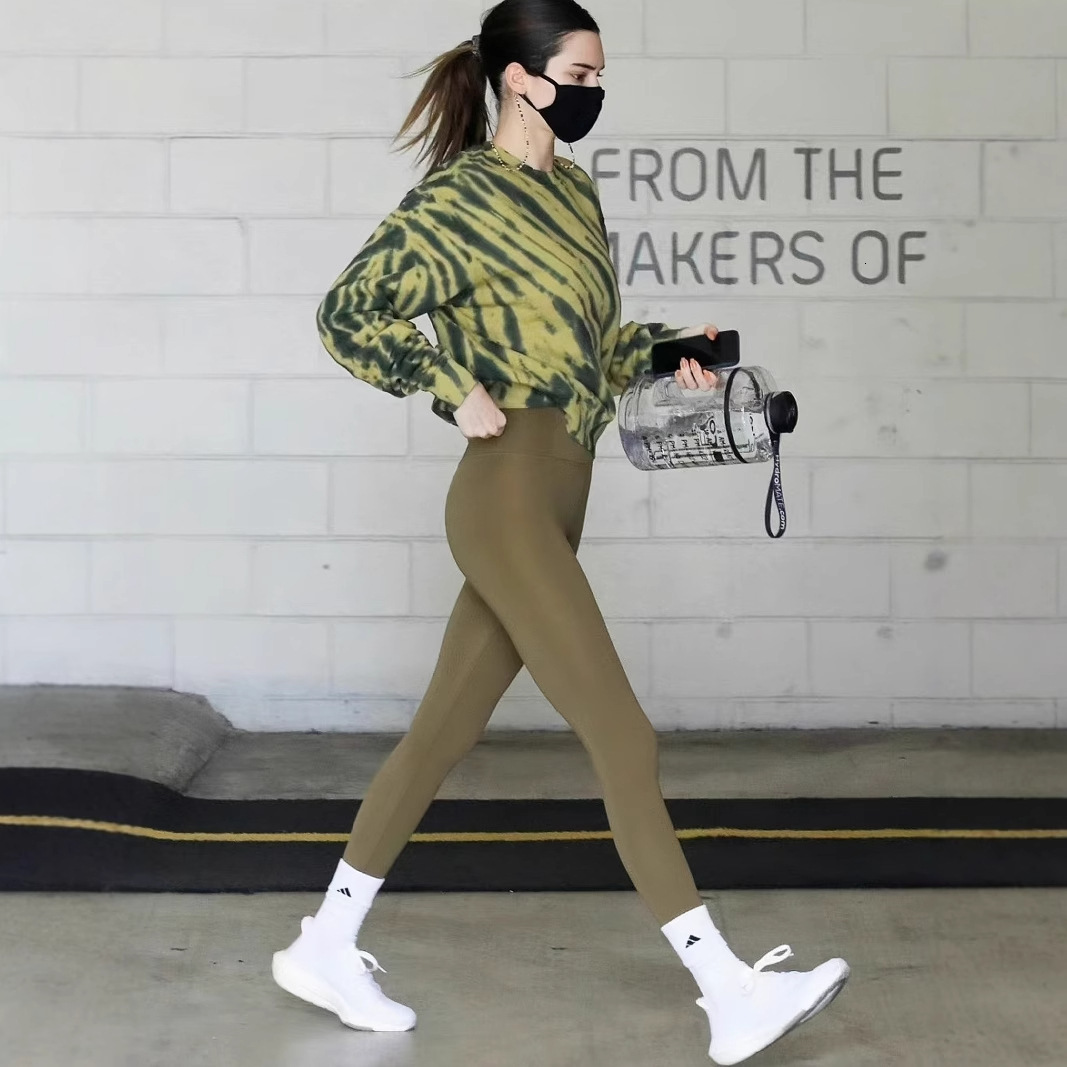 High Waist Elastic Yoga Pants for Women Summer Pearlescent Sports Long Pants Tummy Control Hip Lift Running Fitness Pants Kendall Jenner Style 241228