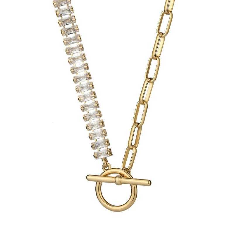 Stainless Steel Pendant Zircon Necklace Women Simple Clavicle Chain OT Buckle Neck Chain M251216