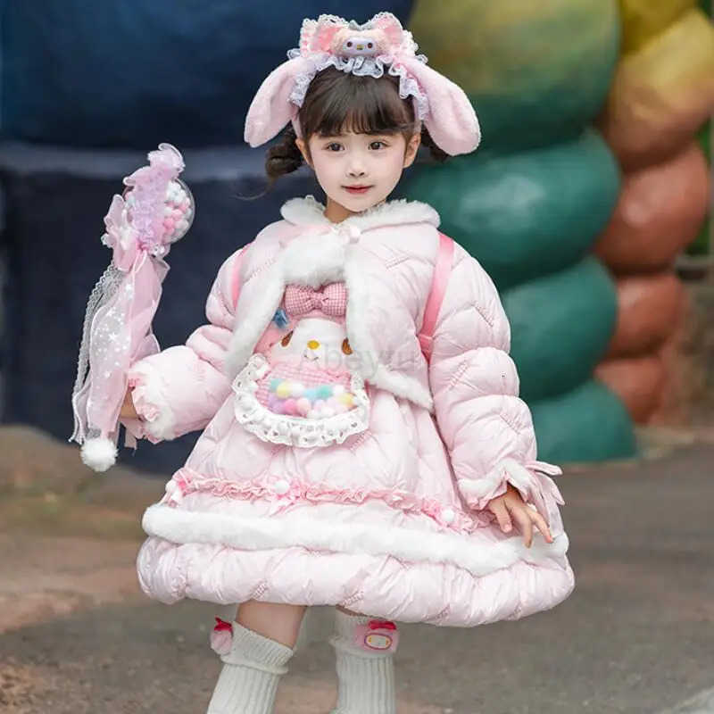 Sanrio Girl Melody Lolita Princess Skirt Winter 2025 New Childrens Kawaii Cartoon Flower Bud Skirt Birthday Dress Skirt Cotton Jacket H251216