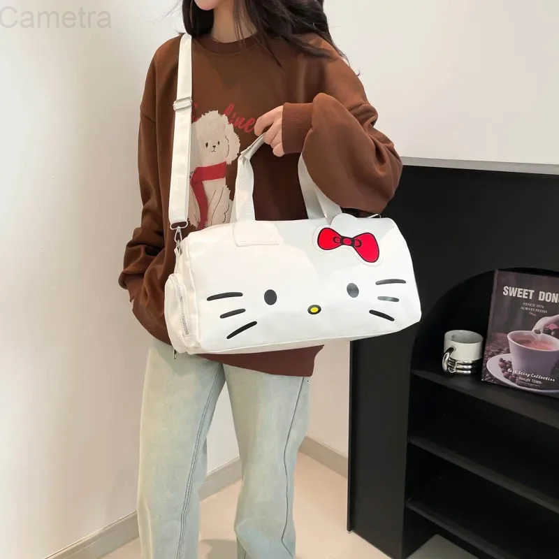 Sanrio Portable Hellokittys Travel Bag Cartoon Luggage Bag Large Capacity One Shoulder Crossbody Bag Outdoor Bags for Woman H251216