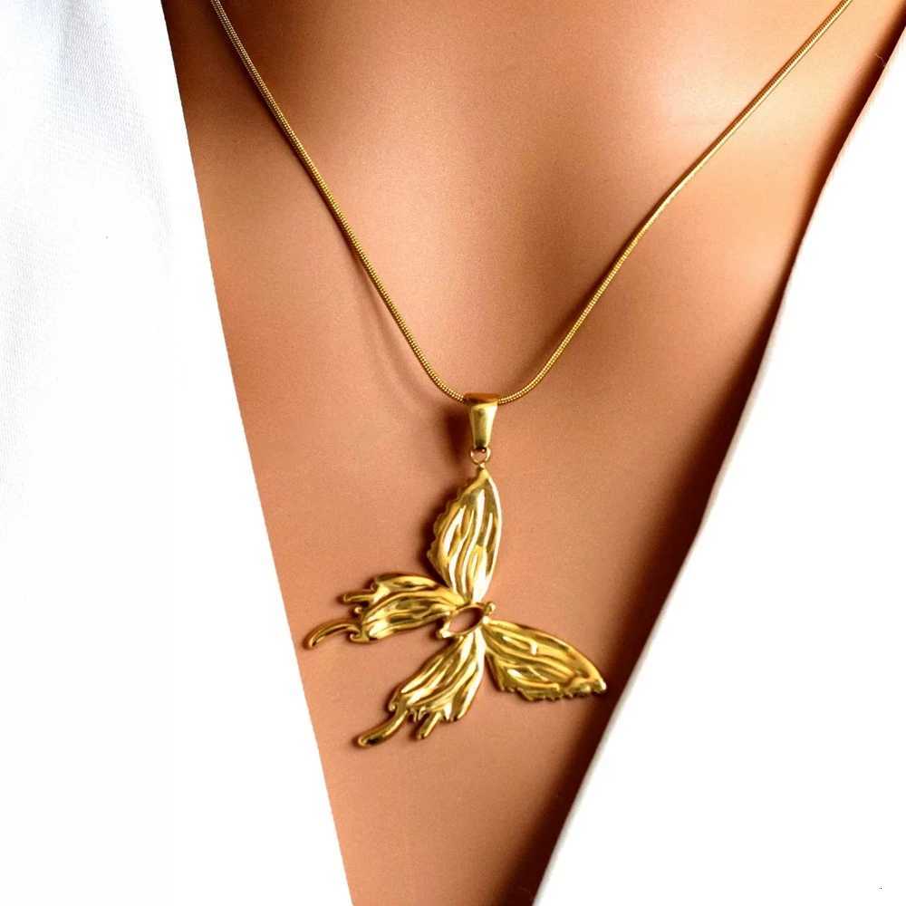 Butterfly Stainless Steel Necklace with Tassel Design Pendant Snake Chain Jewelry Set with Gift M251216