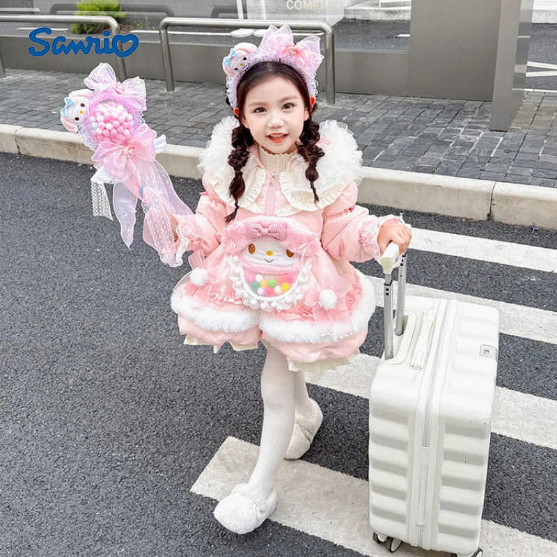Sanrio Kawaii Kuromi Melody Children Lolita Down Jacket White Duck Down Winter Anime Princess Fashion Jacket Thicken Warm Cartoon Coat H251216