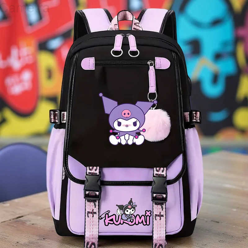 Sanrio Kuromi Print Backpack Student Daypack For Girl Lightweight And Comfortable Large Capacity Knapsack Versatile Travel Backpack H251216