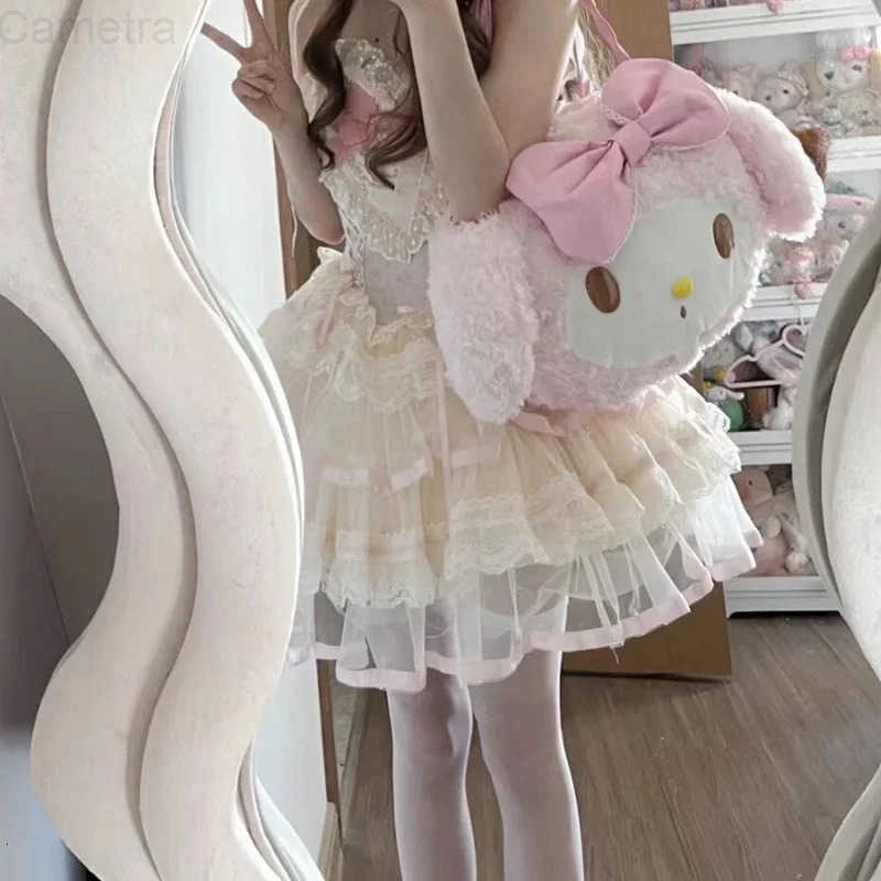 Sanrio 2025 New Melody Bag Tote Bag Cute Student Backpack Girl Pink Cute Cartoon Shoulder Bag Lolita Skirt Accessories H251216