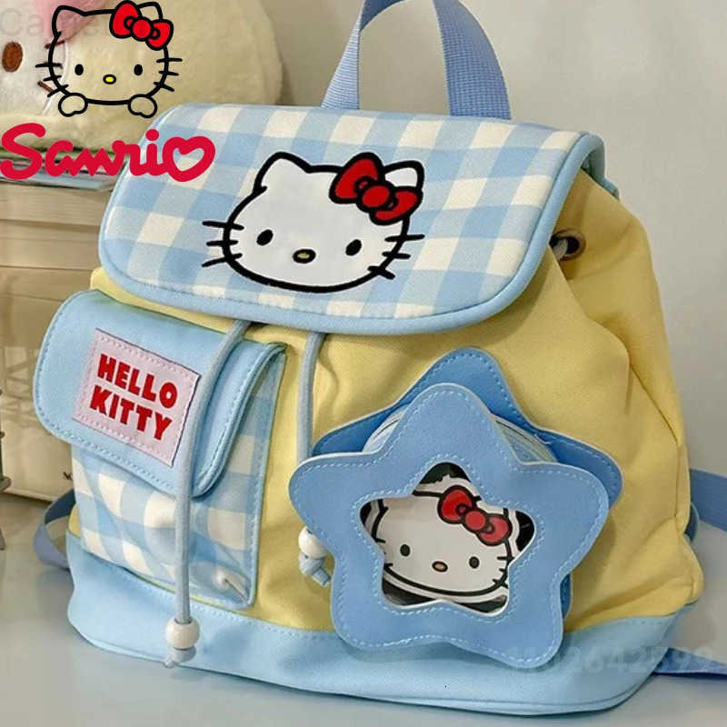 Sanrio Hello Kitty New Womens Backpack Fashion High Quality Girls Drawstring Backpack Small Fresh Leisure Girls Travel Backpack H251216