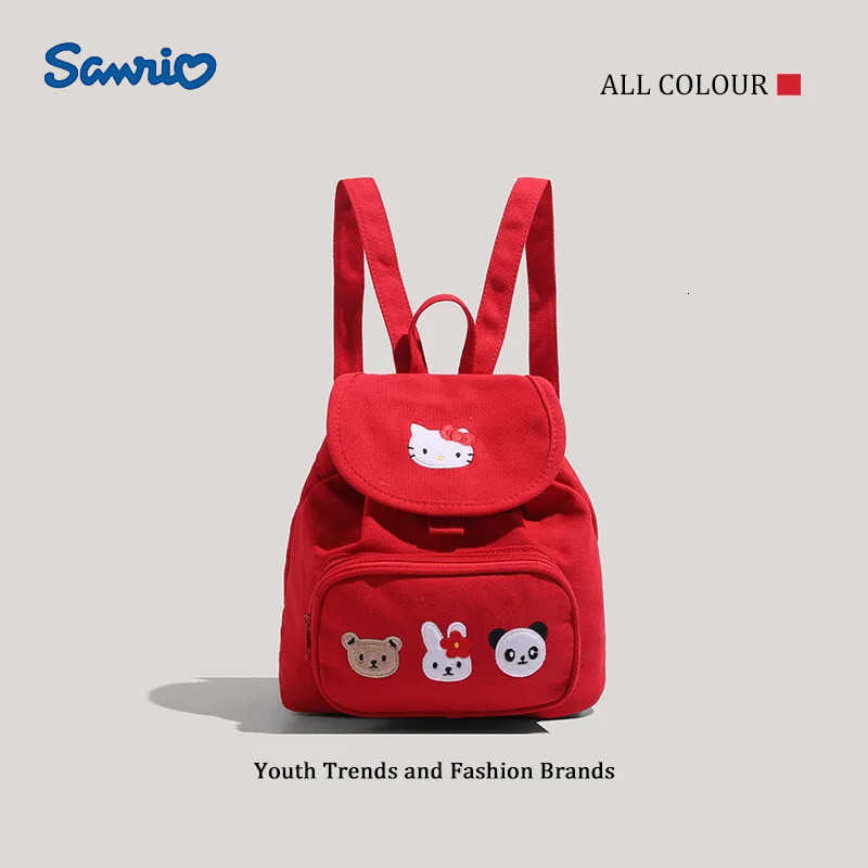 Sanrio anime Hello Kitty Backpack girl decorate New Campus school bag student Portable Canvas bag Large capacity Accessories Gift H251216