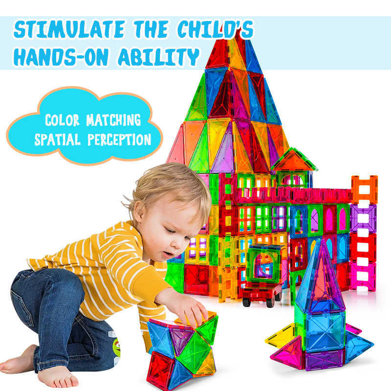 Colored window magnetic puzzle toy building blocks to construct thinking children's toys DIY sets L251216