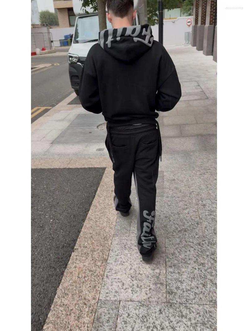 FAITH Men's Designer Hoodies Heart Pattern 3D Foam Print Sweatshirt Unisex Fashionable Long Sleeved Pullover Hooded Sweatshirt Pants Two-piece Se