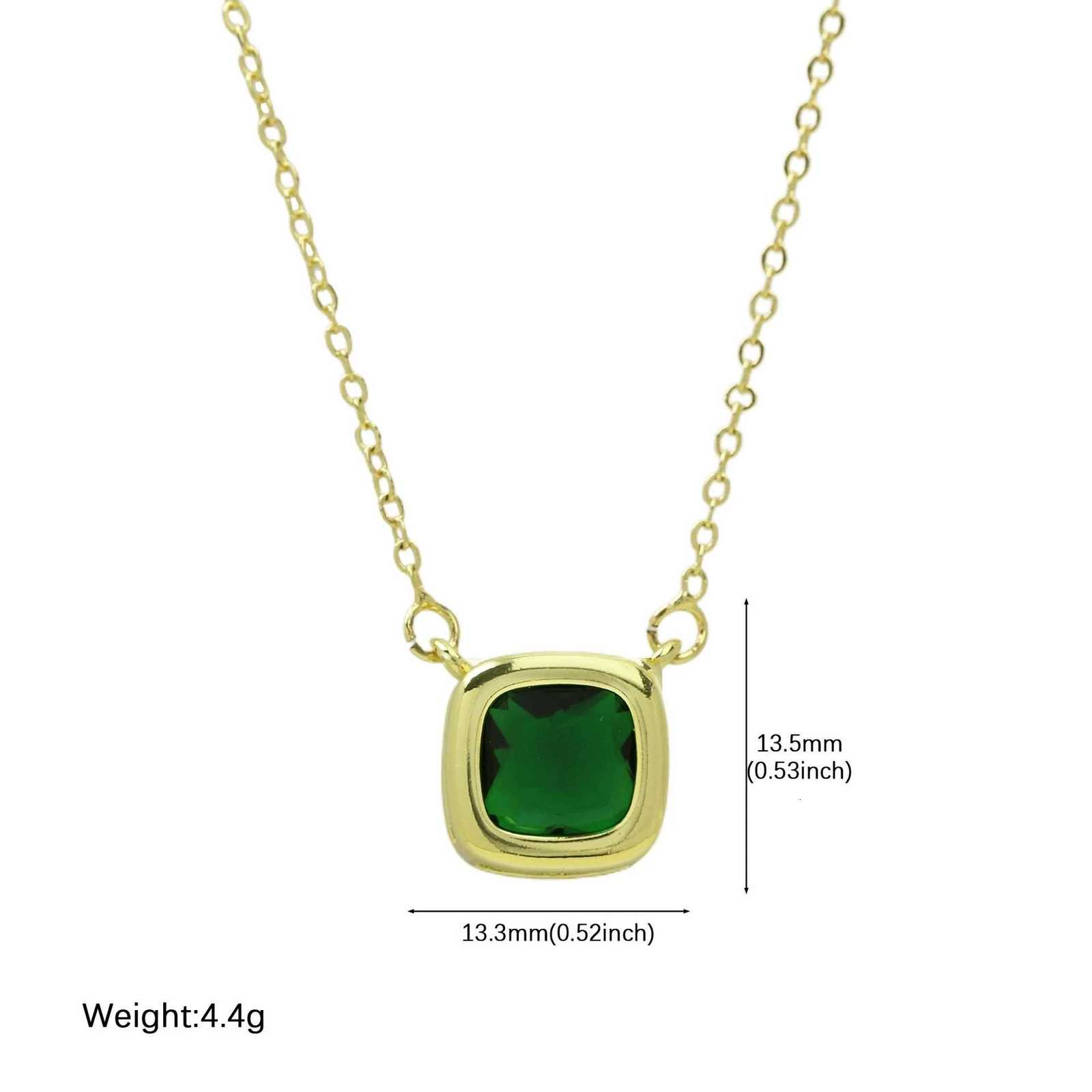 Square Birthstone Zircon Necklace 18K Gold Plated Gemstone Pendant Necklace for Women M251216