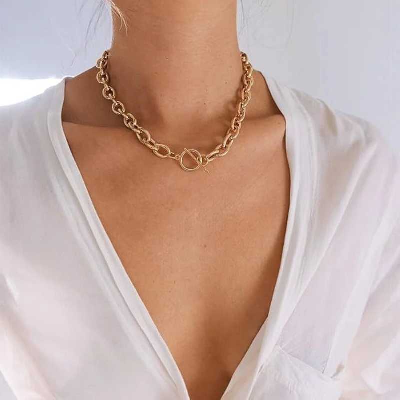 Unisex Stainless Steel Thick Chain OT buckle Fashion Necklace Punk Style Jewelry Necklace M251216