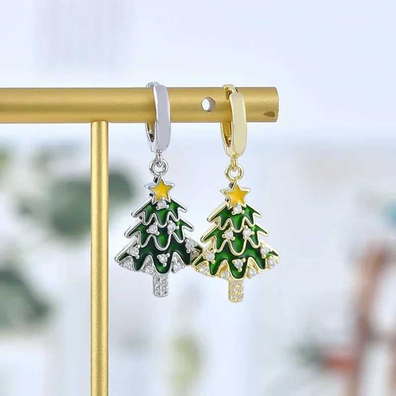 New 925 Sterling Silver Ear Needle Christmas tree/snowflake pendant Hoop Earrings For Women fashion Christmas gifts accessories G251216