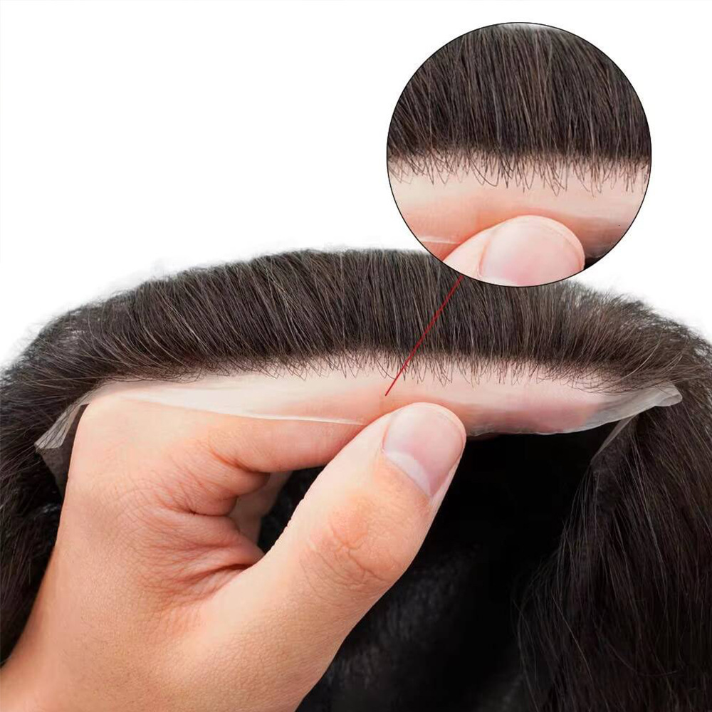 Men Toupee 100% Human Hair Piece V Loop Front Toupee for Men Thin Skin PU Men Wigs 6inch Remy Hair Replacement Natural Color 241115