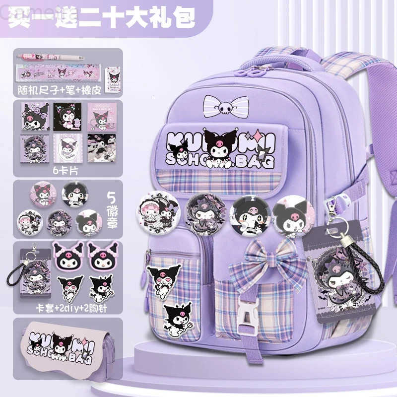 Sanrio Kuromi Schoolbag Girls new 2024 high-volume spine-protecting light school backpack for grades 3-9 H251216