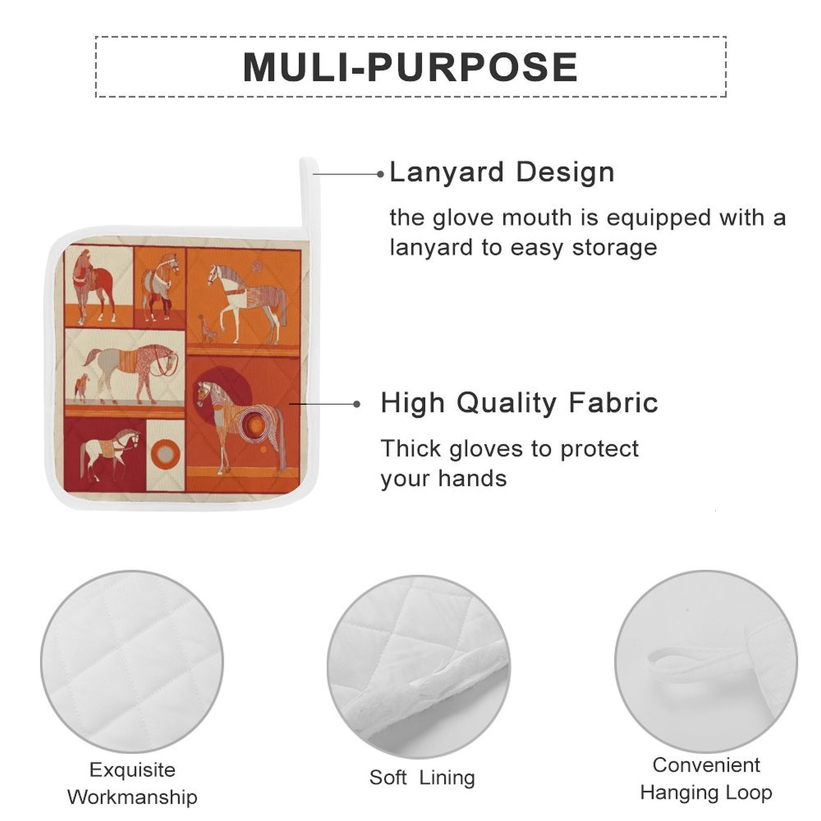 Custom Designer H Pot Holders Clearance for Kitchen Luxury Horse Pattern Heat Resistant Hot Pads Trivet for Cooking and Baking H9