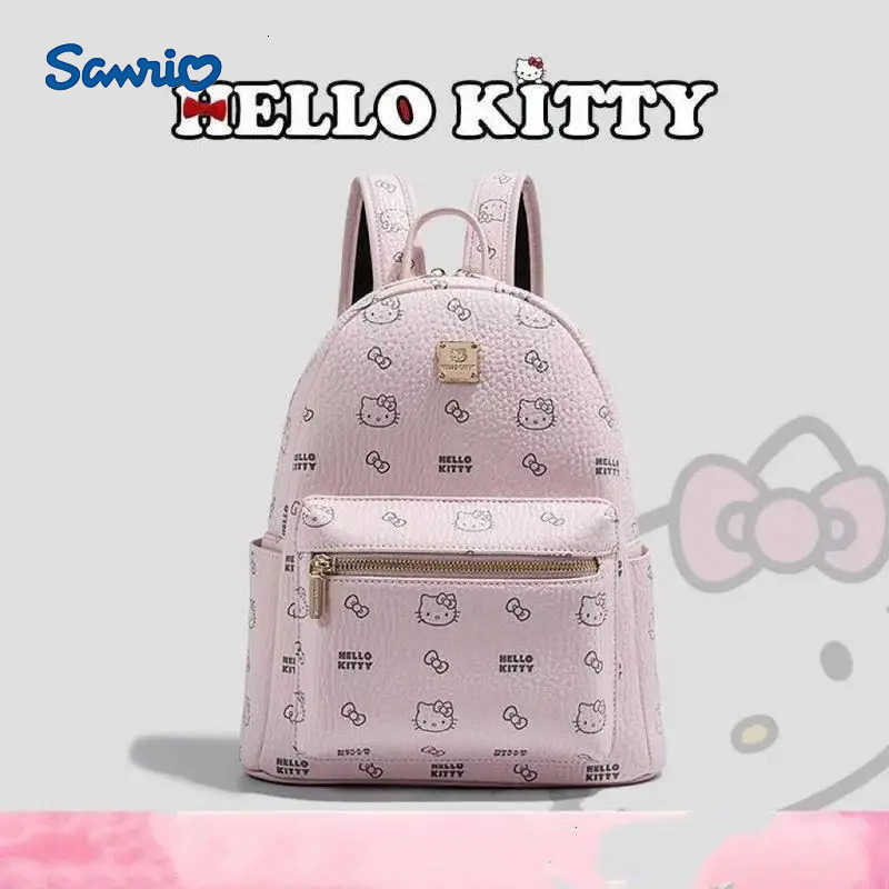 Sanrio Hello Kitty Pu Backpack Bag Cartoon Anime Cute Waterproof Backpacks Students Bag Kids Girl Gift Knapsack Kawaii Kids Bags H251216