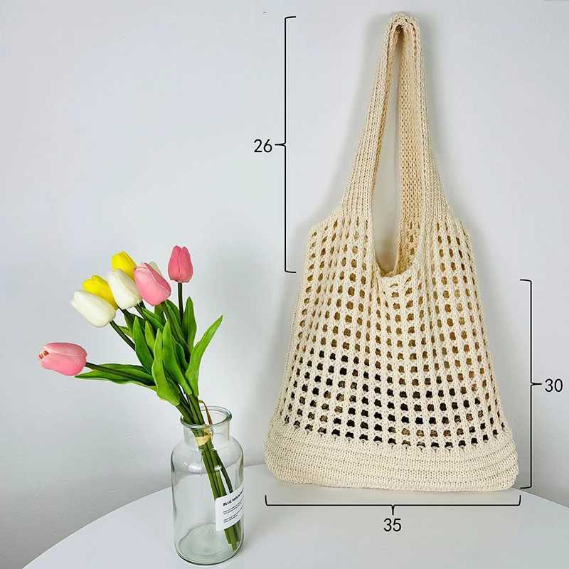 Vintage Hollow Design Woven Women Shoulder Bag Knitting Large Capacity Handbags Summer Travel Shopper Tote For Ladies Beach Bags M251216