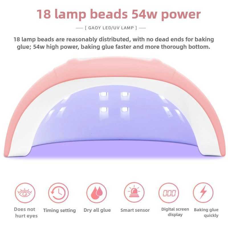 New 54W 18 Led Lights Dryer For Manicure Ultraviolet Lamp Nail Tools Machine Uv Professional Material Nails Drying Dry Heat LampT251216