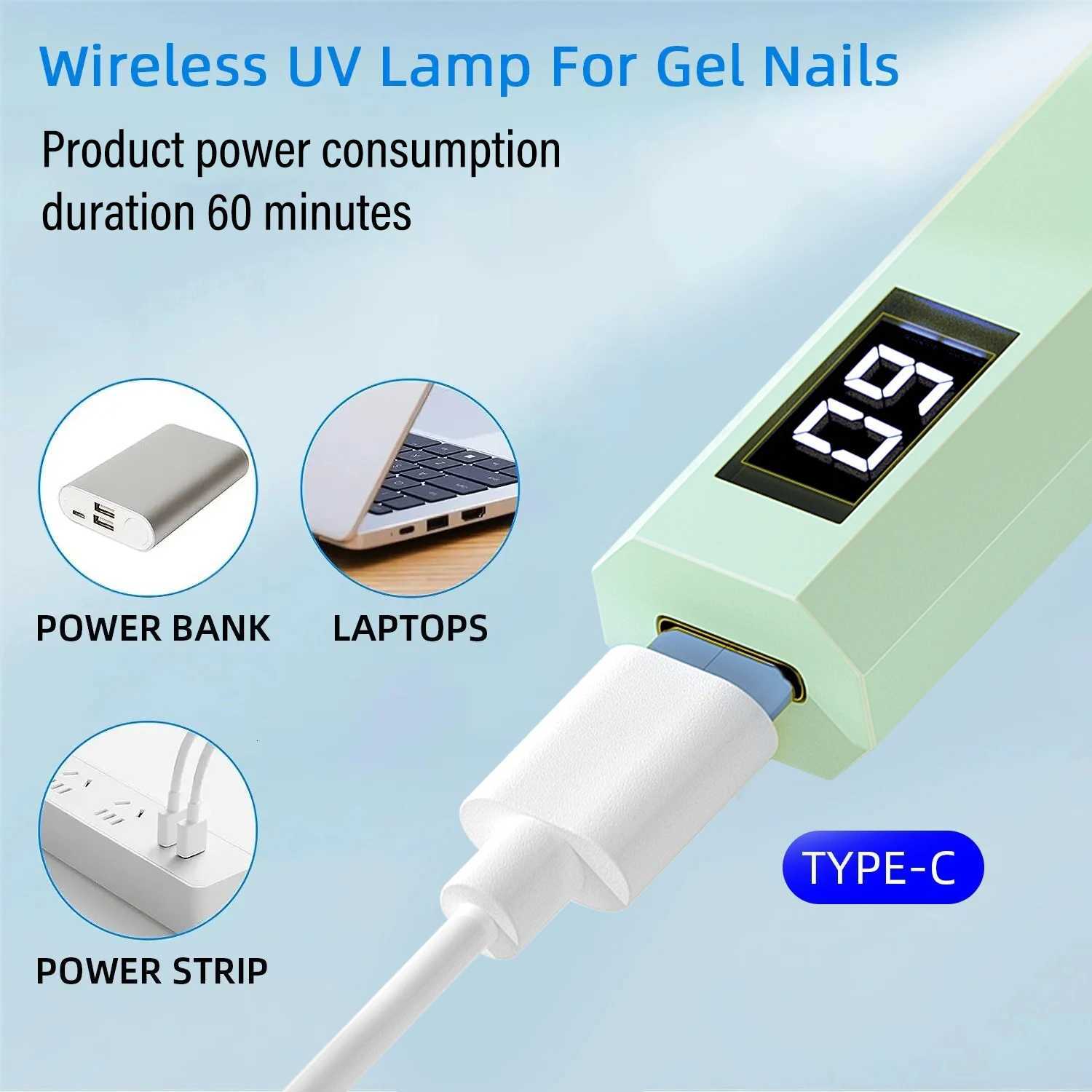YIKOOLIN Handheld UV LED Light for Nails USB Mini Nail Dryer Nail Light for Curing All Nail Gel UV LED Nail Lamp Home Travel UseT251216