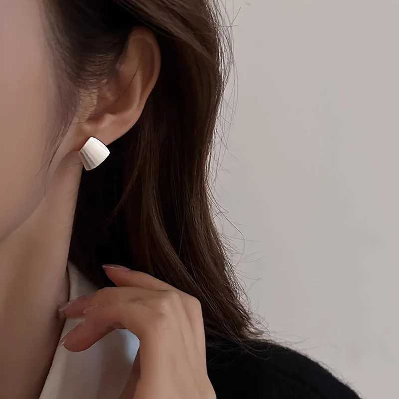 VENTFILLE 925 Sterling Silver Geometry Studs Earrings For Women Frosting Versatile Office Jewelry Party Gift G251216