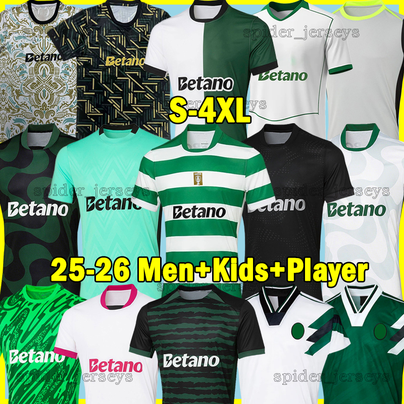 XXXL 4XL 25 26 Lisbons Sporting CP Soccer Jerseys Christmas Edition Football Shirts 2025 2026 SUAREZ G.QUENDA TRINCAO PEDRO G. Player Version Men Uniforms kids kits