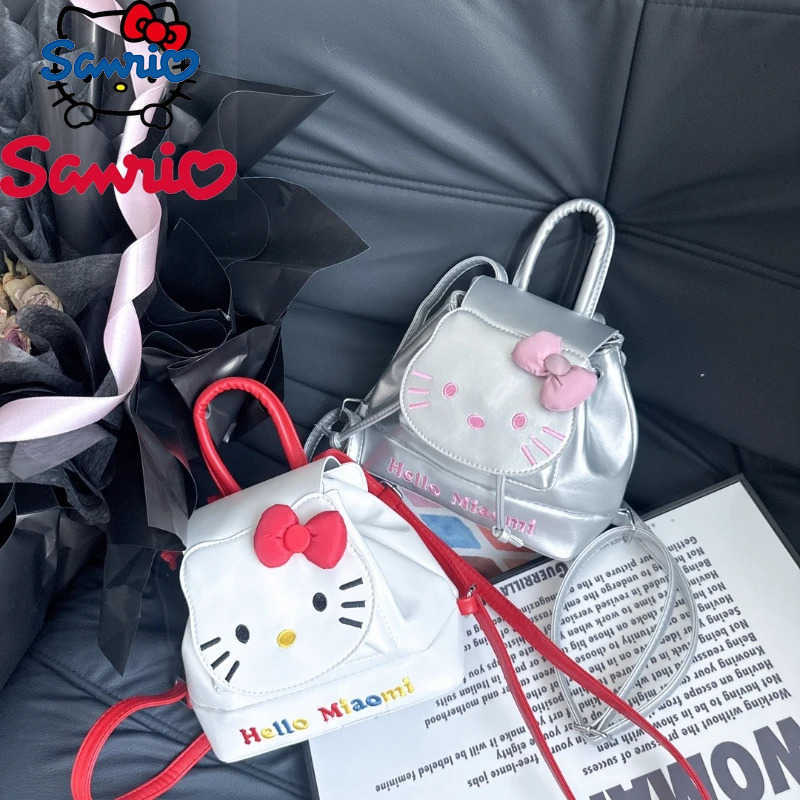 Sanrio HelloKitty 2025 New Student Backpack Fashion High Quality Pu Womens Shopping Backpack Cartoon Versatile Girl Mini Backpack H251216