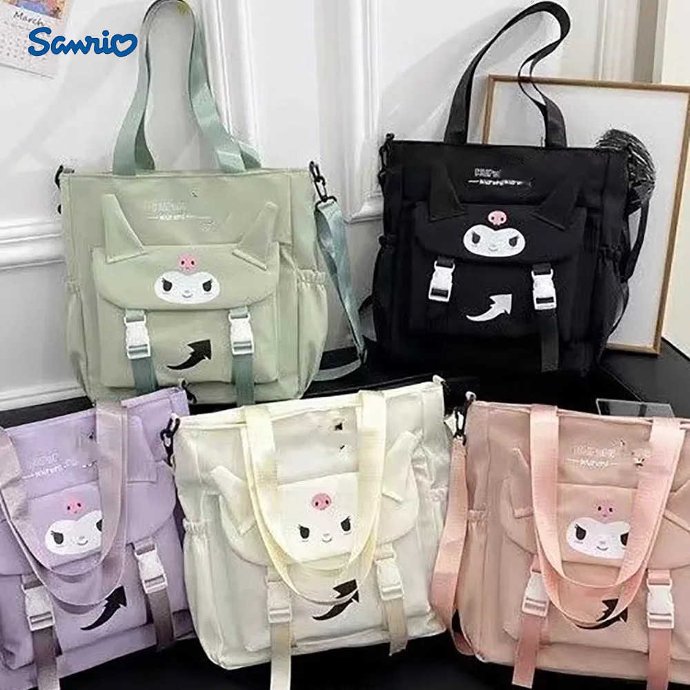 Sanrio Kawaii Kuromi Anime Messenger Bags Cartoon Shoulder Bags Handbags Large Capacity Tote Fashion Satchel Casual All-Match Backpacks H251216