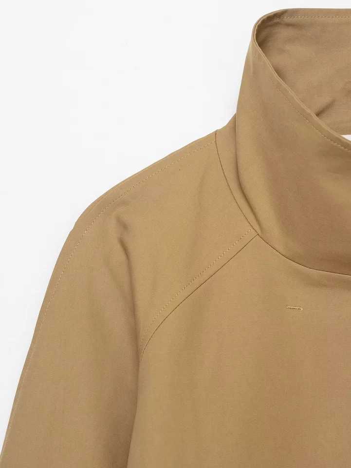 2025 autumn new womens casual fashion simple all-match high collar A-shaped long-sleeved windbreaker short jacketT251216