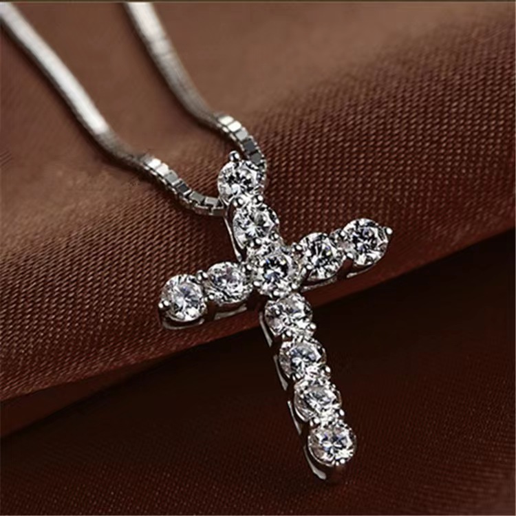 Good Quality Cubic Zircon Cross Pendant Necklace Original Tibetan Silver Choker Statement Necklace Women Gift Jewelry designer necklace wholesales fac