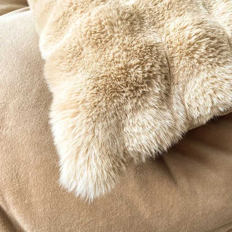 Luxury Faux Rabbit Fur Blanket for Winter Thickened Warm Double Layer Plush Blankets for Bed Fluffy Soft Warmth Quilt Comforter H251216 - view 7