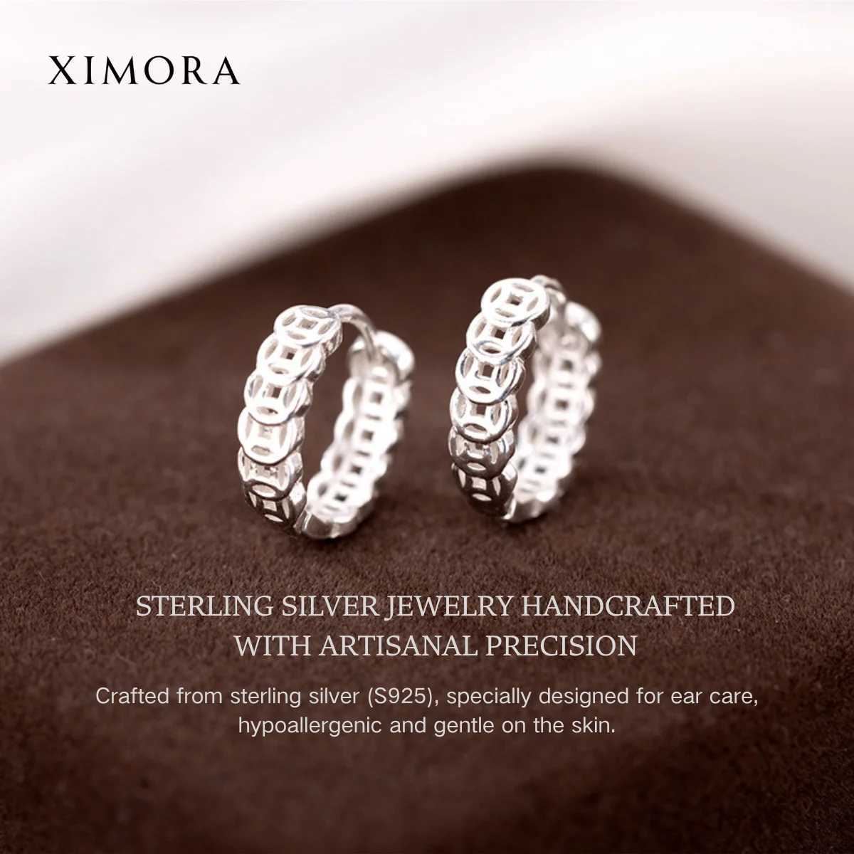 S925 Sterling Silver Fortune Coin Stud Earrings for Women Minimalist Fashionable Chinese Style LuxuriousMoney-Attracting Earring G251216